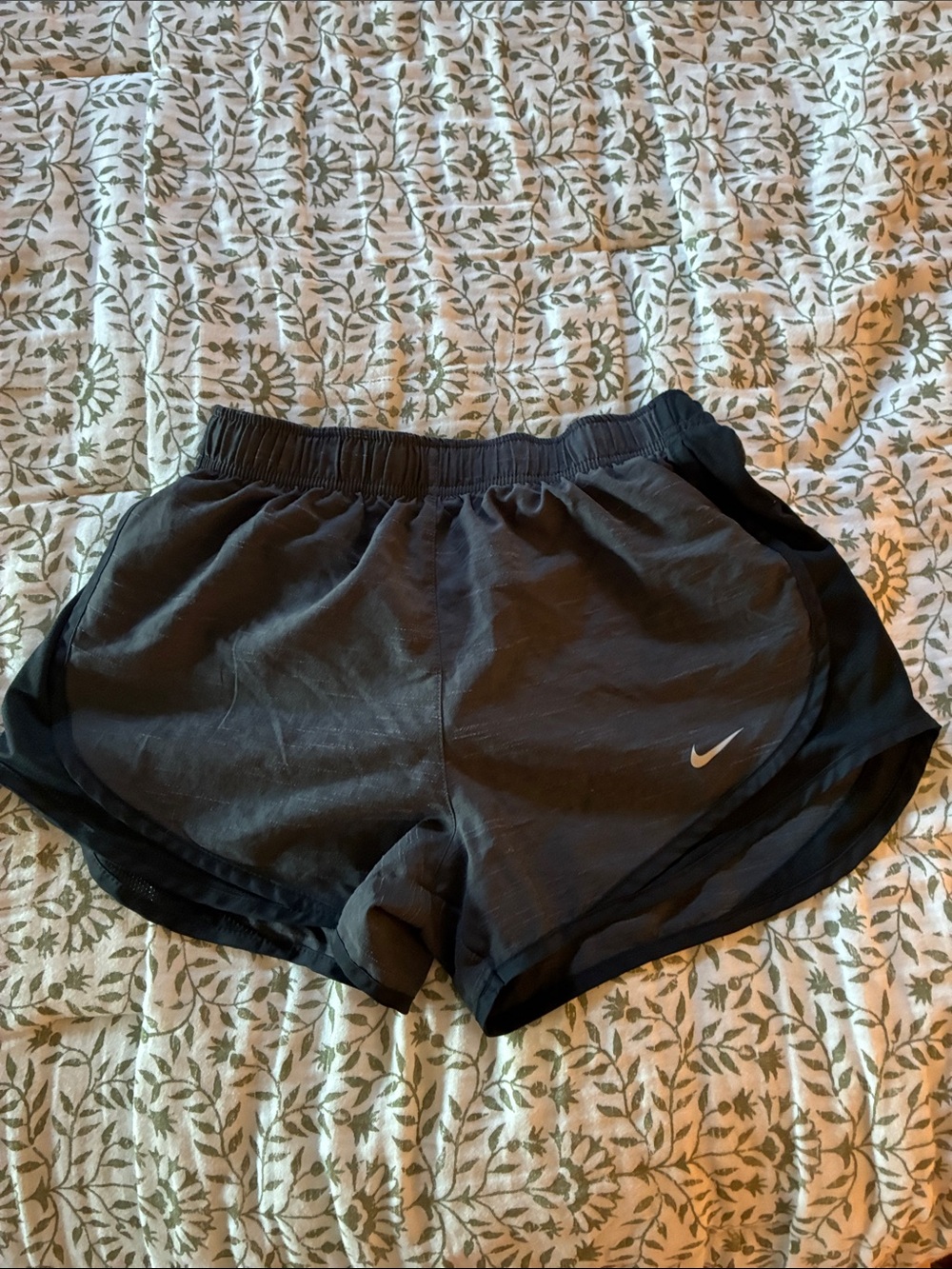 Nike Black Athletic Running Shorts with White Swoosh